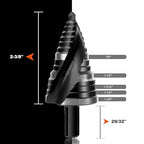 COMOWARE Step Drill Bit, 12 Sizes from 1/4" to 1-3/8", High Speed Steel Step Bit with 2 Spiral Flutes, 3-Flat Shank, Steps Bits for Metal, Aluminum/Wood/Plastic/Iron, Unibit for Electricians & DIY