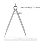 Spring Joint Caliper - [8 Inch] Carbon Steel Spring Divider Caliper with Brass Fulcrum for Metalworking Drawing Use, Flat Leg