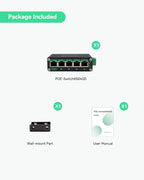 LINOVISION Industrial 5 Ports Gigabit Solar POE Switch with DC9V-54V to DC48V Voltage Booster,4 x IEEE802.3af/at 30W POE Ports @120W, IP40, Compact POE Power for Solar Power/RV Truck/VoIP Systems