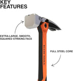 Klein Tools H81020 Anti-Vibration Smooth Face Hammer with Straight Claw, 20-Ounce Forged Steel, Magnetic Nail Starter and Extra-Large Squared Strike Face
