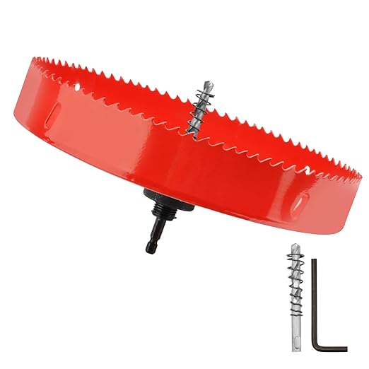 Hole Saw Heavy Duty bit Hex Shank,Hole Saw HSS with Arbor Bi-Metal & Heavy Duty Hole Saw Cutter for Wood Corn Hole Boards Plastic Drywall (φ165)
