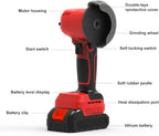 Brushless Cordless Angle Grinder Kit, 28000rpm Mini Electric Angle Grinding Tool with 2x21V 2000mAh Battery and 6-Cutting Discs, Grinder Handheld Cutter for Metal Wood