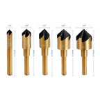 Aleric Countersink Drill Bit Set, High Speed Steel Counter Sinker Drill Bit 5Pcs 5 Flute 6mm Hex Shank with 82 Degree Mill Cutter Bit Countersink Bits for Wood Metal in Size 1/4” 3/8” 1/2” 5/8” 3/4”