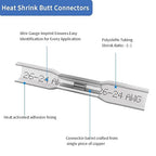 Heat Shrink Butt Connectors, 200 Pcs Clear 26-24 AWG Insulated Waterproof Electrical Heat Shrink Wire Connectors Automotive Marine Wire Crimp Terminals Butt Splices for Boat, Car