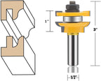 LEATBUY 3 PCS Router Bit Set 1/2 Inch Shank, Round Panel Cabinet Door Rail Stile Router Bits, Woodworking Wood Cutter, Table Carbide Groove Tongue Milling Tool(1/4-single)