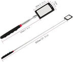 Telescoping Inspection Mirror Mechanics Mirror with 2 LED Lighted, Mirror on a Stick Handle Tool for Checking Observing Vehicle Small Parts,Present for Christmas, Birthday Everyday Carry (4 PCS)