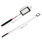 Inspection Mirror telescoping with Light Round Mirror Square Mirror Inspection Tool for Checking Vehicle, Observing Eyelashes Mouth and Other Small Parts Extended