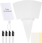 Pajean Waterproof Plastic Tags with Marker Pens and Sticker Labels, Self Locking Bag Writable Tags with Wire Cable Ties for Luggage(White,50 Pieces)