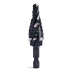 Four Spiral Flute M35 Cobalt Step Drill Bit Set 1/4" - 3/4"(9 Sizes),Impact Ready Four Flute Step Drill Bit,1/4" Hex Shank Step Bits for Metal, Stainless Steel, Aluminum, Wood, Plastic