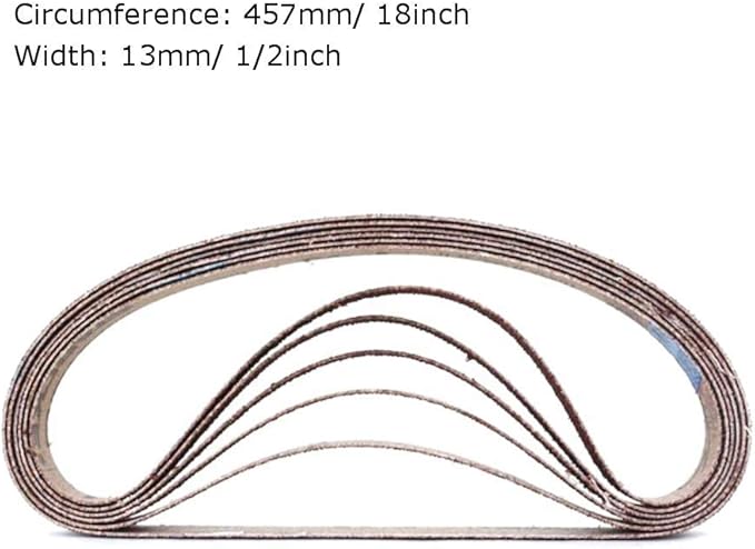 1/2 Inch x 18 Inch Sanding Belts, 240 Grits Aluminum Oxide Sanding Belt, Belt Sander Tool for Woodworking, Metal Polishing (30 Pack)