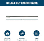 Benchmark Abrasives 6” Cylinder Shape Double Cut Tungsten Carbide Die Grinder Bits Metal Deburring Tool Rotary Burr, 1/4 Inch Shaft, Engraving Tool for Woodworking Shaping Carving (SA-3)