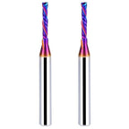 2PCS 1/4 Inch Shank Up/Down Cut Spiral Router Bit | 1/8 Inch Cutting Dia x 3/4 Inch Length | Long-Life Coating - CNC Router Bits for Precision Engraving & Mortising