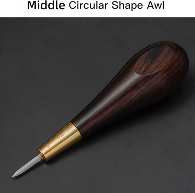 WUTA Diamond Shape Stitching Awl Ebony Blackwood Handle Leather Craft Sewing Awl Kits Handmade Sewing Tools DIY Stitcher Taper, 3 Size S M L (3 Packs)