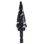 Four Spiral Flute M35 Cobalt Step Drill Bit Set 3/16" - 7/8"(12 Sizes),Impact Ready Four Flute Step Drill Bit,1/4" Hex Shank Step Bits for Metal, Stainless Steel, Aluminum, Wood, Plastic