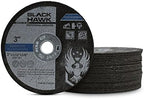 BHA Metal and Stainless Steel Cut Off Wheels for Die Grinders, 3” x 1/32” x 3/8” - 25 Pack