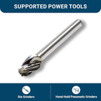 Benchmark Abrasives Ball Shape Premium Tungsten Carbide Burr with 1/4 Inch Shank Aluminum Cut Rotary Tool, Engraving Tool for Non-Metals Shaping Carving(SE-3NF)