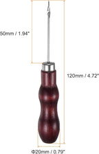 HARFINGTON 3pcs Handwork Sewing Awl Double Gourd Hook Head Awl Leather Punch Hole Tool with Wooden Handle Scratch for Broken Wire Drilling Stitching Repair and DIY Handmade, Rosewood Color