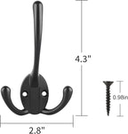 IBosins 14 Pack Big Heavy Duty Triple Coat Hooks Wall Mounted with 28 Screws, Black Retro Three Prongs Wall Hooks Utility Rustic Hooks for Coat, Bag, Towel, Umbrella