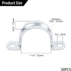 30 PCS 1-1/4 Inch Reinforced Rigid Pipe Strap , 2 Holes U Bracket Cable Clamp Hanger, Zinc Coated Tension Tube Clip, Conduits Strap Clamps for Pipe Fixing on Various Surfaces, 32 mm