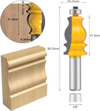 LEATBUY Router Bit Set 5 PCS 1/2-Inch Shank Architectural Molding Corner Round Edge Door Cabinet Shelf Wood Table Woodworking Mill Cutter Tool, Carbide CNC Router(1/2-line)