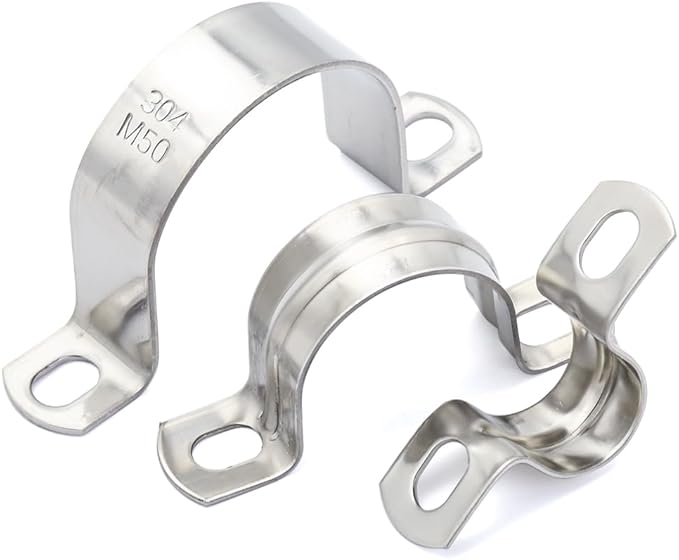 SS304 Conduit Clamps 3/4", 2-holes Pipe Bracket U Clamp for Cable/Water Pipe/Pipe, Heavy Duty Pipe Clamp | OD 3/4" | 10 pcs