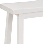 Amazon Basics Solid Wood Saddle-Seat Kitchen Counter Barstool with Footrest, Easy Assembly - 29-Inch Height - White - Set of 2