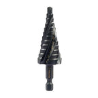 ZELCAN 12 Sizes Step Drill Bit, Four Spiral Flute Step Bit for Metal, Titanium-Coated HSS 3/16" to 7/8" Step Drill Bit with 1/4" Hex Shank for Stainless Steel Aluminum Copper Wood Plastic