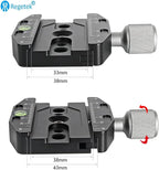 Aluminium 2.75''/70mm Arca Swiss Quick Release Clamp, Arca QR Clamp 3/8-inch with 1/4-inch Screw and Bubble Level, Adjustable Lever Knob, Compatible with Arca-Swiss Plate Tripod Ball Head