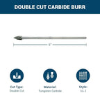 Benchmark Abrasives 6” Pointed Tree Shape Double Cut Tungsten Carbide Die Grinder Bits Metal Deburring Tool Rotary Burr, 1/4 Inch Shaft, Engraving Tool for Woodworking Shaping Carving (SG-3)
