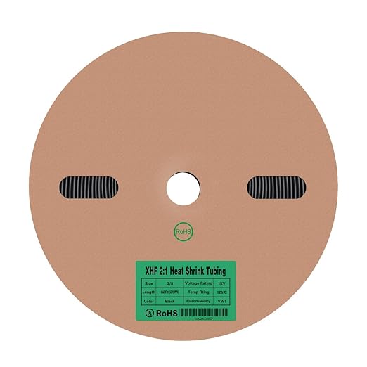 XHF UL Listed 55 FT 3/8" Heat Shrink Tubing Roll 2:1,Electrical Industrial Shrink Tube for Wire Insulation, RoHS Compliant Black