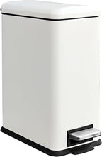 Trash Can with Lid, 10 L Bathroom Waste Bin, Small Pedal Bin, Stainless Steel Garbage Can for Bathroom, Bedroom and Office, White
