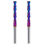 2PCS 1/4 Upcut Spiral Router Bit 1/4 Inch Shank 2 inch Cutting Length with Extra Long Life Coating CNC Router Bits End Mill for Wood Cutting, Slot Mortise, Engraving
