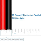 BNTECHGO 10 Gauge Flexible 2 Conductor Parallel Silicone Wire Spool Red Black High Resistant 200 deg C 600V for Single Color LED Strip Extension Cable Cord,Model,50ft Stranded Tinned Copper Wire