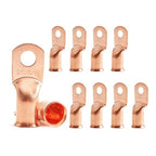 10Pcs 2/0 AWG 5/16" Stud Heavy Duty Copper Wire Lugs 2/0 Gauge Ring Terminals Battery Cable Ends Bare Copper Eyelets Tubular Ring Terminal for Car Boat Marine