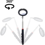 4PCS Telescoping Inspection Mirror LED Lighted Inspection Mirror for Mechanic Checking Vehicle, Car, Eyelashes, Mouth, Small Parts Observation (Extendable, Rectangle & Round)