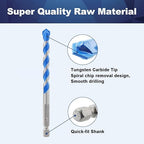 Carbide Drill Bit Set - Dry Drill Bit Set for Masonry, Concrete, Bricks, Wood, Plastic etc(6MM*5Quick-fit Shank)