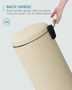 8 Gallon Trash Can, Tall Round Stainless Steel Garbage can with Removal Inner Liner, Soft Close lid, Step on Pedal Trash bin for Kitchen, Office, Living Room or Bathroom, Cream