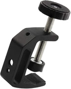 Universal C-Clamp Aluminum Support Clamp Desktop Mount Holder Stand with 1/4" and 3/8" Thread Black(1 Pc)