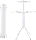 4-Legged Clothes Drying Rack Foldable,2 Tier Portable and Collapsible Space Saving Laundry Drying Rack with 4 Pulleys,Aluminum Dry Rack for Clothes