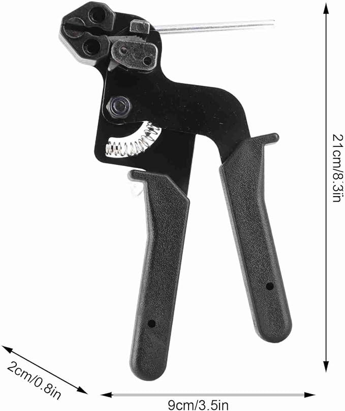 Cable Tie Tool, 65 Manganese Steel Stainless Steel Fastening Cable Tie Gun Tension Wire Fastening Automatic Tensioner Cutter Tool, Cutting Width within 12mm, Black, 8.27 x 4.72 x 0.47inch