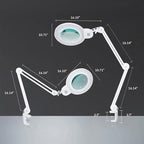 Neatfi XL Bifocal LED Magnifying Lamp, 7-Inch Acrylic Lens, 5D/20D Magnification, Hands-Free, Dimmable, 84 SMD LED, Adjustable Arm for Crafts, Reading, Close Work (White, CCT with Clamp)