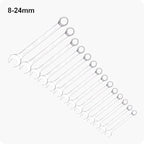 Edward Tools Pro Combination 14 Piece Wrench Set Metric - Heavy Duty CR-V Steel - 8mm to 24mm - Vanadium Steel - Matte Chrome Plated Finish - Anti Rust - 12 Point Opening - Organizer Bag