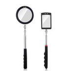 2 Pieces Telescoping Inspection Mirror LED Light Set with Large 3.75" Round Mirror, and 3.3" Square Mirror, Flexible 360 Swivel, for Inspection Viewing, Mechanic Checking, Observation