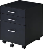 File Cabinet, 3 Drawers Filing Cabinet for Home Office, with Wheels, for A4, Letter Sized Documents, Hanging File Folders (Black-2)