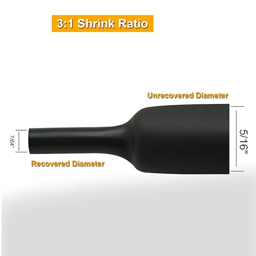 TKDMR 26 Ft 5/16" Heat Shrink Tubing - 3:1 Ratio Marine Grade Heat Shrink,Wire Cable Adhesive Lined Tube Insulation Seal Against Moisture Corrosion and Air Leakage.Black