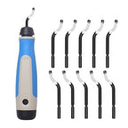 Deburring Tool Kit with 10 High-Speed Steel Blades – Rotary Burr Removal Tool for Metal, Plastic, Aluminum, Copper, and Wood – Heavy-Duty Swivel Handle for Smooth Edge Cleaning