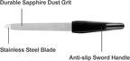 Metal Nail Files Made of Stainless Steel with Sharp Pointed Tip Non Slip Handle, Double Sided Sapphire Grit for Natural Nails Fingernails Toenail limas de uñas metálicas Color Black (6 Pcs)