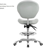 Kaleurrier Adjustable Stools Drafting Chair with Backrest & Foot Rest,Tilt Back,Swivel Seat,Rolling Wheels,for Studio,Dental,Office,Salon and Counter,Armless Tall Home Desk Chairs (Grey)
