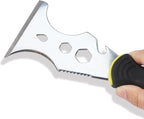 Multi-Painter's Stainless Steel Tool Spealloy Paint Scraper, Taping knife,3 in. Putty knife 15-in-1 Paint Scraper Hammer Head Soft Grip Handle Fixed Multi-Tool for Wood, Wallpaper Grout