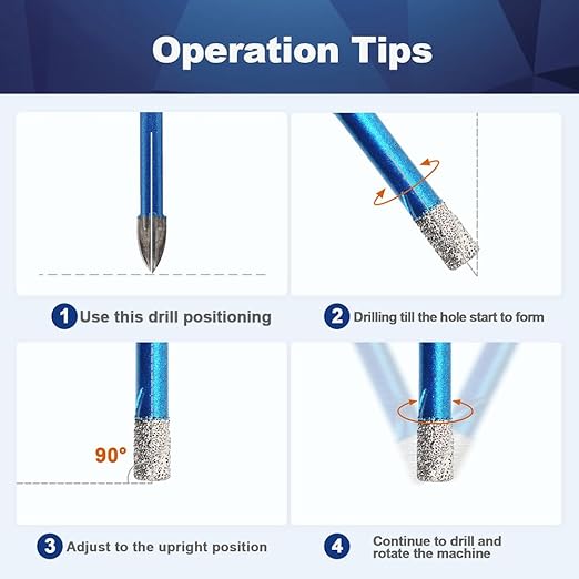 Dry Diamond Core Drill Bit Set,BRSCHNITT1/4 * 5 Diamond Hole Saw& 1/4"*5 Carbide Drill bits with Triangle Shank for Porcelain Tile Ceramic Stone Granite Marble(10pcs)